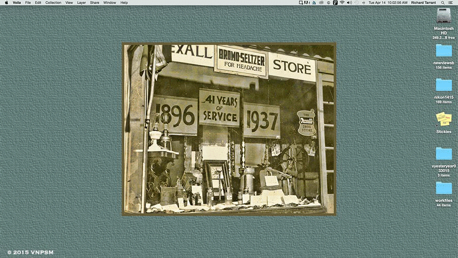 April 18,  2015 - Baumhart's Window in 1937 and South Street Westwidth=
