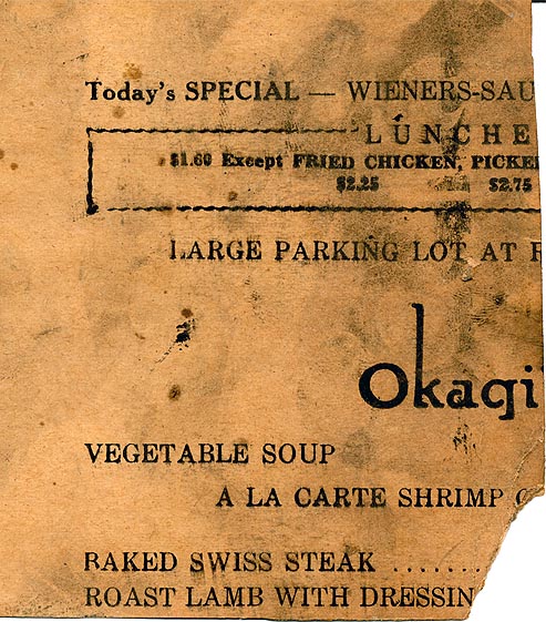Piece of Okagi Menu